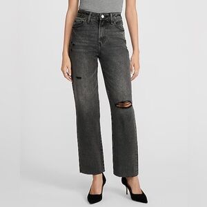 Express Charcoal Distressed Denim ankle straight leg 0R